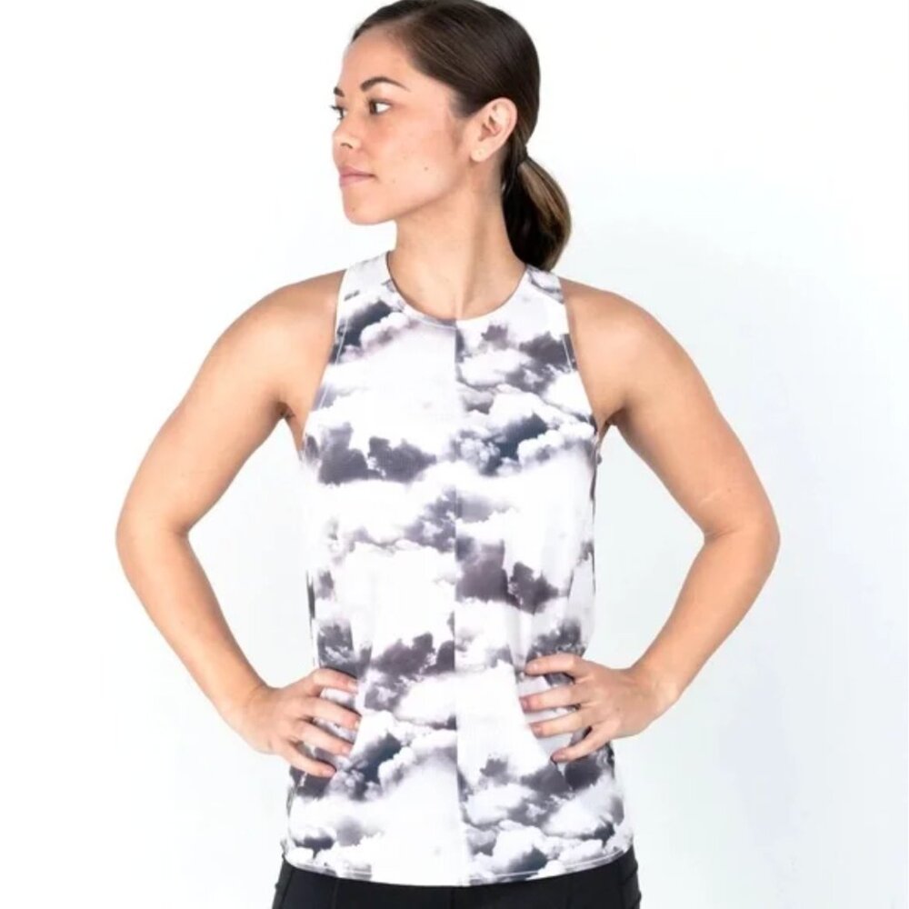 oiselle Passport Racerback Tank Storm Clouds Print 4 - Picture 2 of 6